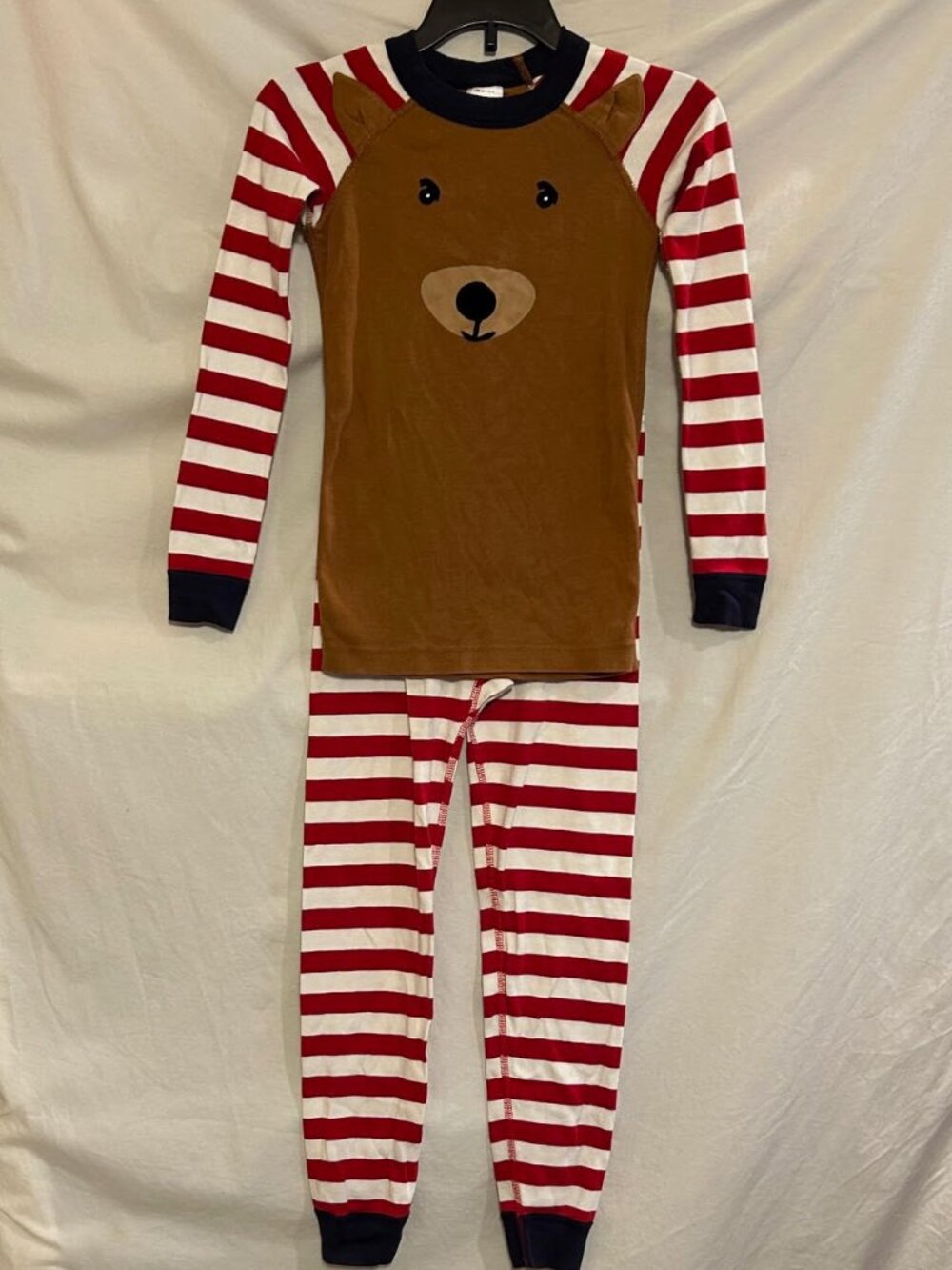 Hanna Andersson Unisex Kids 8 130cm Bear Striped Longjohns Pajama Set